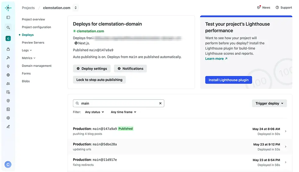 Netlify Deployments Dashboard