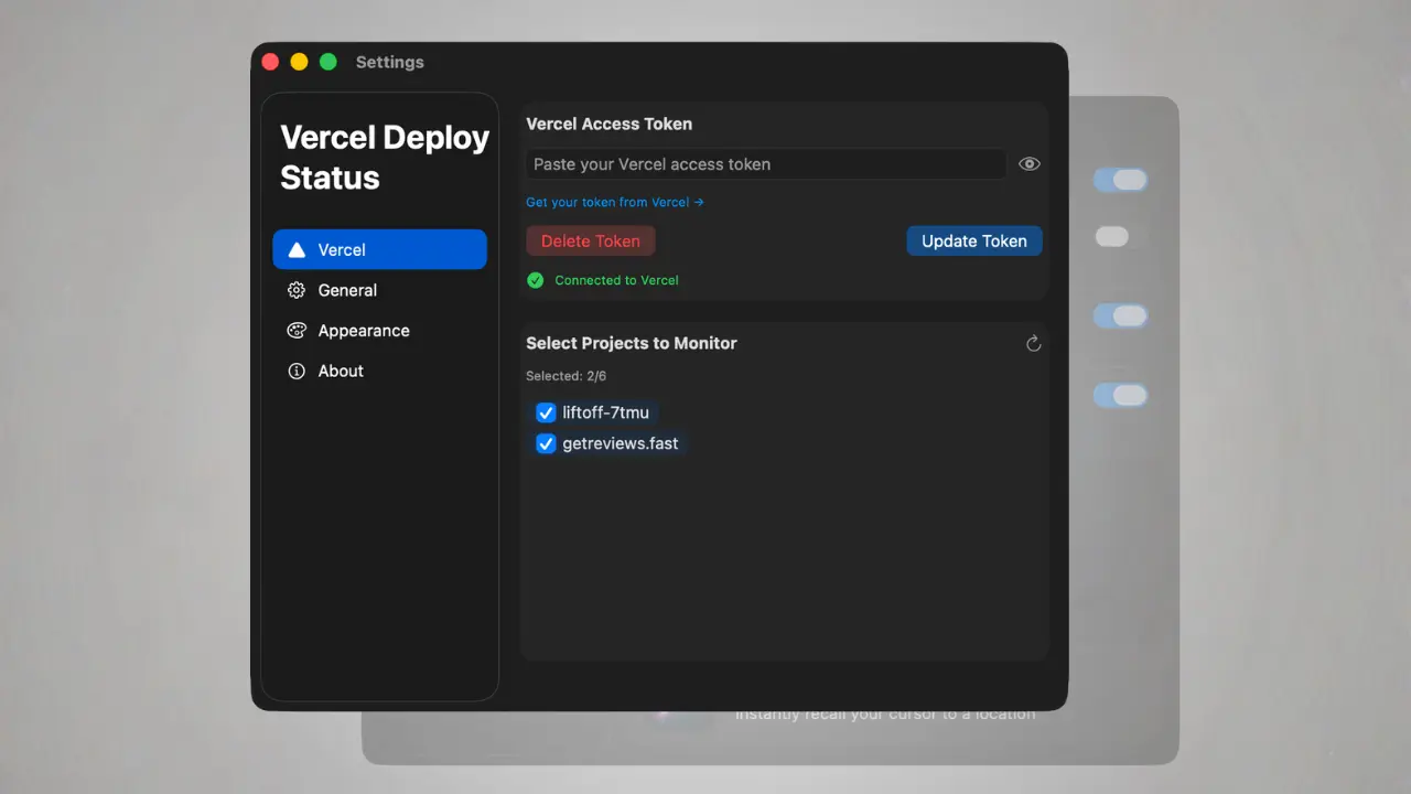 Vercel Deploy Status Token Setup